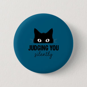 Lustige, schweigende Beurteilung Schwarze Katze st Button