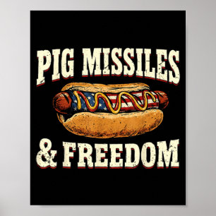 Lustige Schwein Raketen Und Freiheit 4. Juli Poster