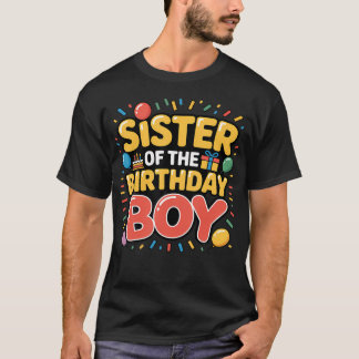 Lustige Schwester des Geburtstagsjungen Familien-M T-Shirt