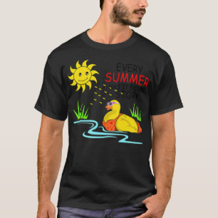 Lustige Schwimmbikini-Ente in schwarzer Labradora- T-Shirt
