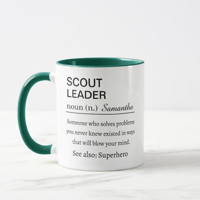 Lustige Scout-Leiter-Definition Tasse (Links)