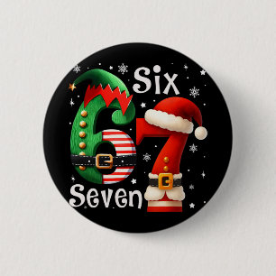 Lustige Sechs Sieben 67 Meme 6 7 Elf Santa Weihnac Button