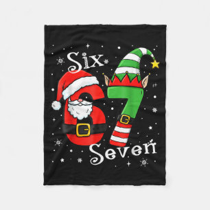 Lustige Sechs Sieben 67 Meme 6 7 Elf Santa Weihnac Fleecedecke