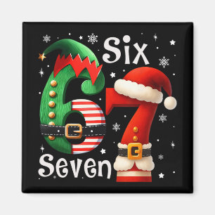 Lustige Sechs Sieben 67 Meme 6 7 Elf Santa Weihnac Magnet