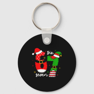 Lustige Sechs Sieben 67 Meme 6 7 Elf Santa Weihnac Schlüsselanhänger