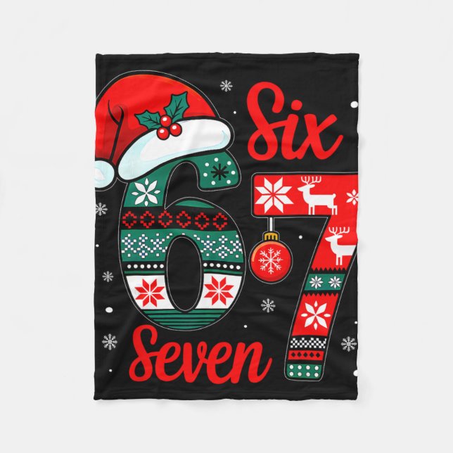 Lustige Sechs Sieben 67 Meme 6 7 Weihnachten Pyjam Fleecedecke (Vorderseite)