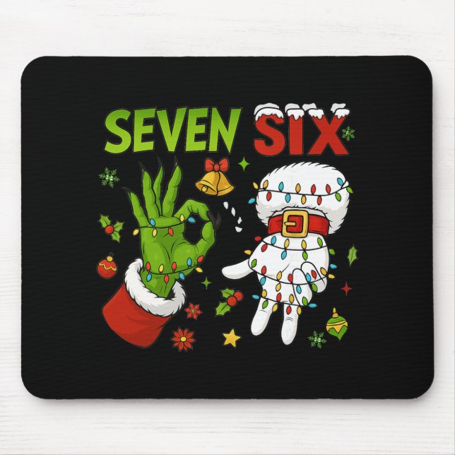 Lustige Sechs Sieben 67 Meme 6 7 Weihnachtselfen-H Mousepad (Vorne)