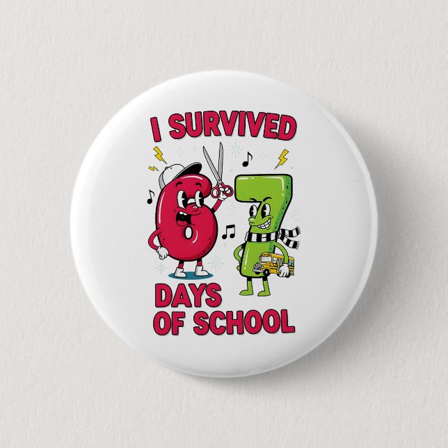Lustige Sechs Sieben 67 Schul-Meme-Nummern Lehrer  Button (Vorderseite)