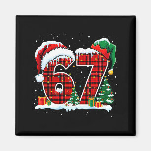 Lustige Sechs Sieben 6 7 Meme 67 Weihnachten Rot K Magnet