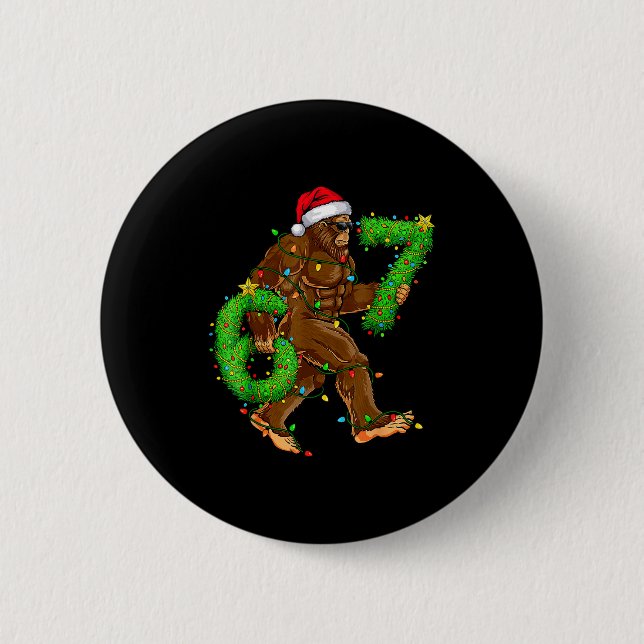 Lustige Sechs Sieben 6 7 Meme Bigfoot Weihnachts-S Button (Vorderseite)