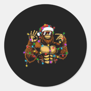 Lustige Sechs Sieben 6 7 Meme Bigfoot Weihnachtsli Runder Aufkleber