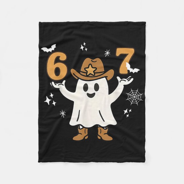 Lustige Sechs Sieben 6 7 Meme Cowboy Geist Hallowe Fleecedecke (Vorderseite)