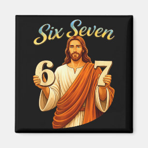 Lustige Sechs Sieben 6 7 Meme Jesus Christlich Män Magnet