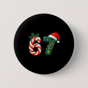 Lustige Sechs Sieben 6 7 Meme Weihnachten Familie  Button