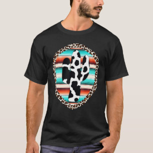 Lustige Serape-Kuh-Druck-Kaktus-Leoparden-Druck-Tü T-Shirt