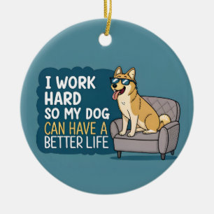 Lustige Shiba-Inu-Hund-Zitat-Couch-Illustration Keramik Ornament