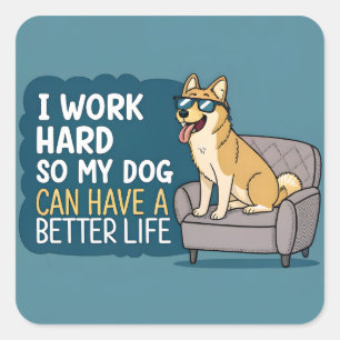 Lustige Shiba-Inu-Hund-Zitat-Couch-Illustration Quadratischer Aufkleber