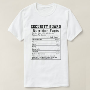 Lustige Sicherheitsdienst-Ernährungsfakten-Schutz  T-Shirt