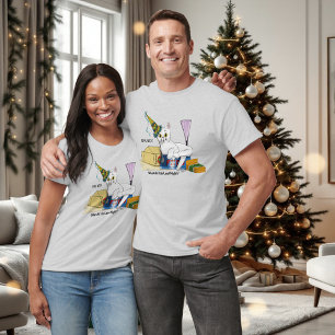 Lustige Silvester Nachwehen Weiße Katze T-Shirt