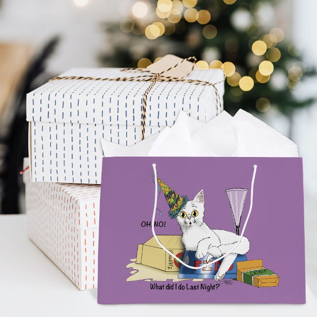 Lustige Silvesterfolgen Weiße Katze Große Geschenktüte (Von Creator hochgeladen)