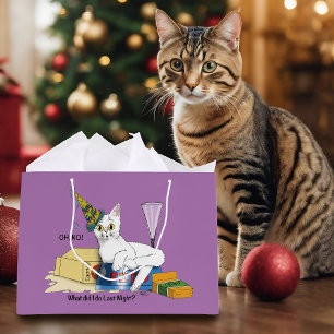 Lustige Silvesterfolgen Weiße Katze Große Geschenktüte