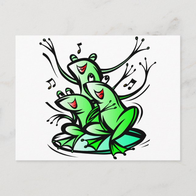 Lustige singende Frösche Postkarte (Vorderseite)