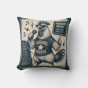 Lustige singende Hahn Vintage-Musik-Illustration Kissen