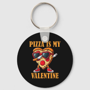 Lustige Single-Pizza-Scheibe Dabbing Valentinstag Schlüsselanhänger