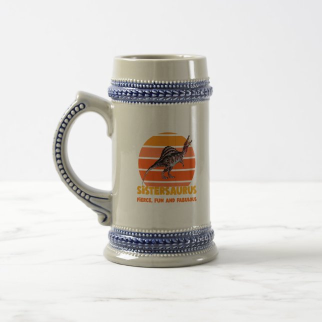 Lustige Sistersaurus Dino-Schwester Humor Design Bierglas (Links)