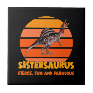 Lustige Sistersaurus Dino-Schwester Humor Design Fliese