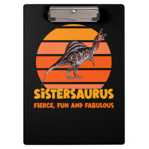 Lustige Sistersaurus Dino-Schwester Humor Design Klemmbrett