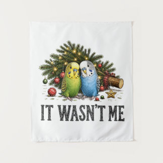 Lustige Sittiche Weihnachten Es war nicht ich Wandteppich