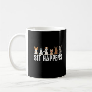 Lustige Situationen passieren Coole sitzende Hunde Kaffeetasse