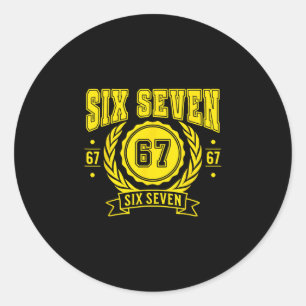 Lustige Six Seven 6 7 67 Meme Gen Alpha Slang Jung Runder Aufkleber