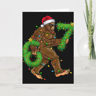 Lustige Six Seven 6 7 Meme Bigfoot Weihnachtsshirt Karte