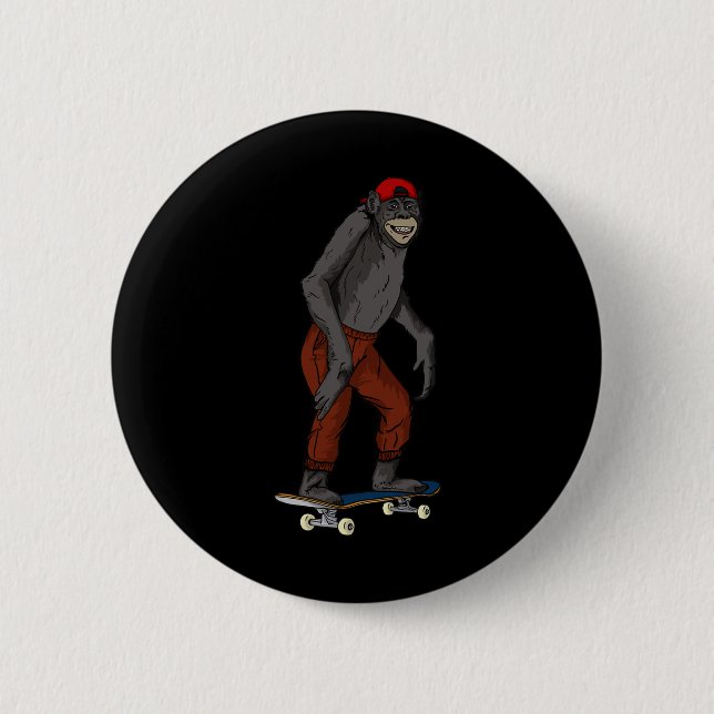 Lustige Skateboard-Affen-Geschenkidee 4 Skate And  Button (Vorderseite)