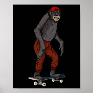 Lustige Skateboard-Affen-Geschenkidee 4 Skate And Poster