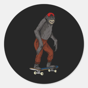 Lustige Skateboard-Affen-Geschenkidee 4 Skate And Runder Aufkleber