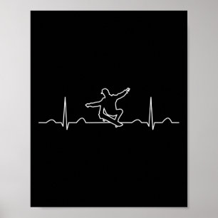 Lustige Skateboarder Herzschlag Bekleidung Poster