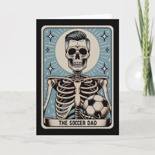 Lustige Skelett Fußball-Vater Tarotkarte Halloween Karte