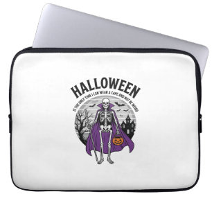 Lustige Skelett Halloween-Umhang-Zitat Vintage-Des Laptopschutzhülle