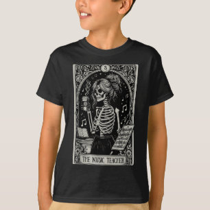 Lustige Skelett-Musiklehrer-Tarotkarte Halloween T-Shirt