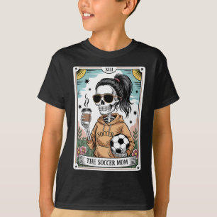 Lustige Skelett-Tarotkarte Halloween-Fußballmutti- T-Shirt