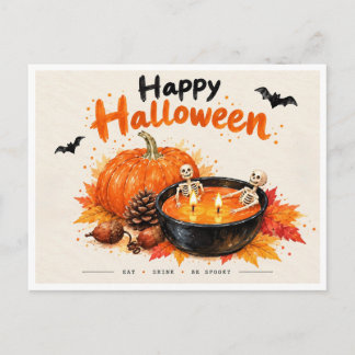Lustige Skelette Frohes Halloween Postkarte