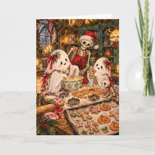 Lustige Skelette & Süße Geister Weihnachtsbacken Feiertagskarte