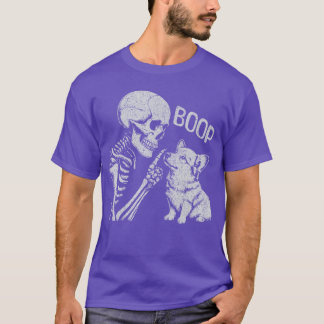 Lustige Skeletthand Goth Boop Corgi-Hund Nase Hall T-Shirt