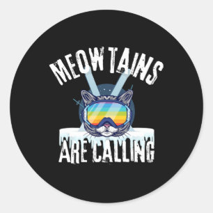 Lustige Skicatzenliebhaber Meowtains rufen LGBTQ S Runder Aufkleber