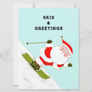 Lustige Skifahren Weihnachtsfeiertagskarten Feiertagskarte