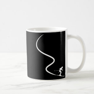 Lustige Skifahrerin Silhouette Pulverspur Berg Kaffeetasse
