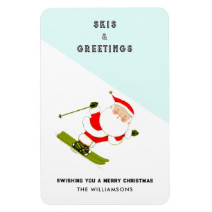 Lustige Skiferien-Weihnachtskarten Magnet